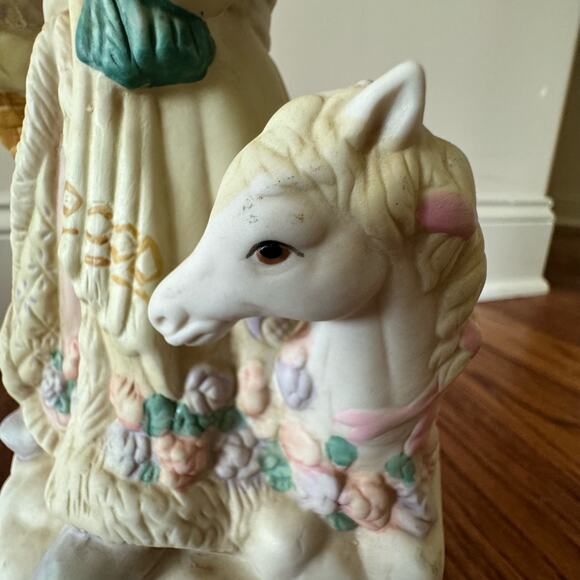 Victorian Santa Musical Figure Plays White Christmas Horse Floral Vintage - Picture 8 of 16